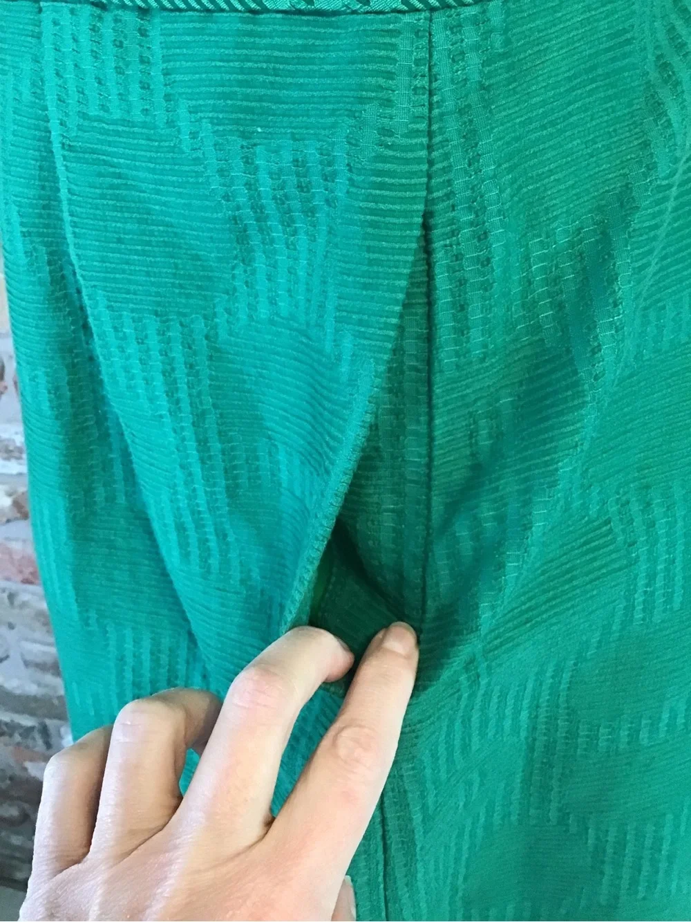 J. CREW Women's Emerald Green V-Neck Fit & Flare Pleated Knee Length Dress 14